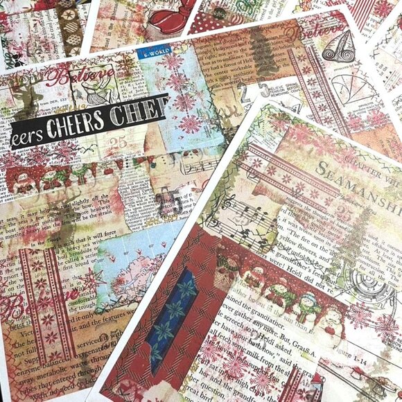 Christmas Junk Journal Ephemera Collage Prints 10 Pages Grunge Look mq - Picture 1 of 12